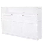 Lit escamotable mural Twin XL, lit escamotable en bois avec bureau intégré, lumière LED et station de charge USB, blanc - ModernLuxe