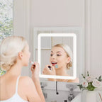 Coiffeuse compacte Famapy avec miroir éclairé, port USB et recharge sans fil