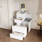 Coiffeuse compacte Famapy avec miroir éclairé, port USB et recharge sans fil