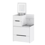 Coiffeuse compacte Famapy avec miroir éclairé, port USB et recharge sans fil