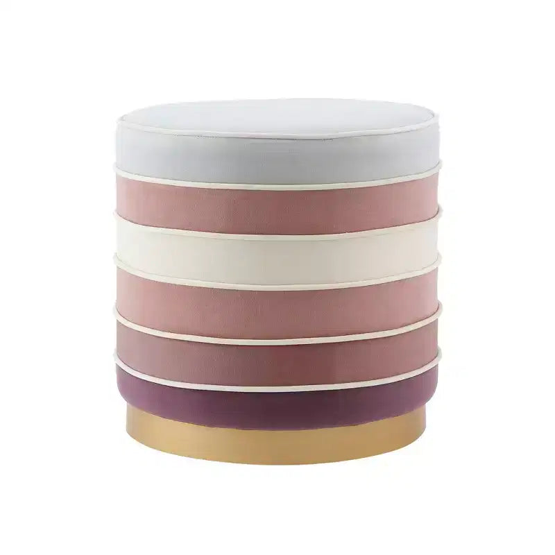 Pou ottoman rond multi-couches en velours Cory Nicole Miller