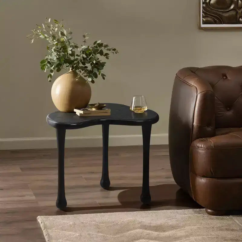 LuxenHome Table d'appoint en bois noir de forme irrégulière, Table d'appoint en bois minimaliste moderne de 50,8 cm de haut, Tables basses pour salon, chambre à coucher
