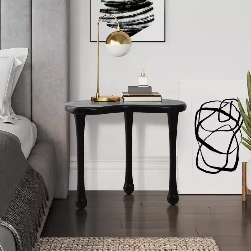 LuxenHome Table d'appoint en bois noir de forme irrégulière, Table d'appoint en bois minimaliste moderne de 50,8 cm de haut, Tables basses pour salon, chambre à coucher