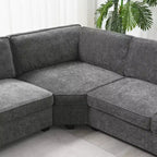 Canapé sectionnel en forme de U Whisen, ensemble de canapé d'angle en chenille 6 places avec méridienne surdimensionnée
