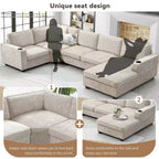 Canapé sectionnel en forme de U Whisen, ensemble de canapé d'angle en chenille 6 places avec méridienne surdimensionnée