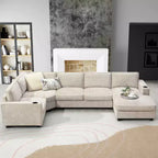 Whisen U Shaped Sectional Sofa,6 Seat Chenille Corner Couch Set with Oversized Chaise Lounge