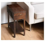 HomeRoots 28 Table d'appoint rectangulaire en bois massif marron foncé avec tiroir et étagère