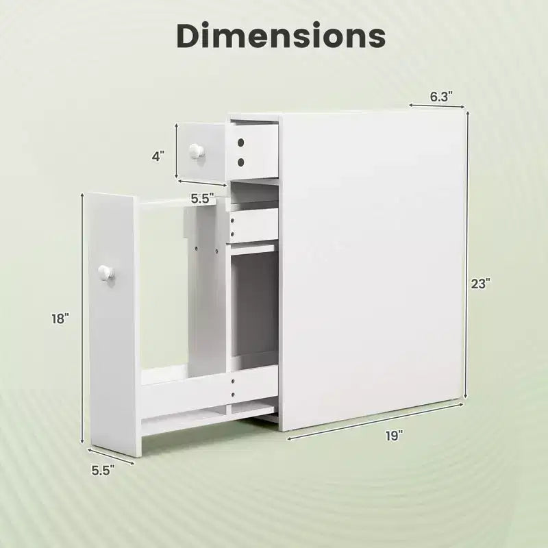 Costway Meuble de Salle de Bain Colonne Étroite de Rangement WC avec Abattant Dessus Blanc/Noir