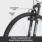 hykolity VTT, roues 26 27,5, VTT 18 vitesses avec double suspension, selle réglable pour hommes et femmes, pour le cyclisme en extérieur