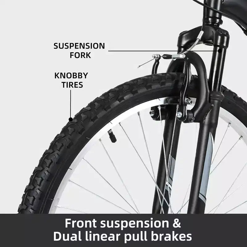 hykolity VTT 26 27.5 Pouces, 18 Vitesses avec Suspension Intégrale, Selle Réglable pour Cyclisme en Plein Air Hommes Femmes
