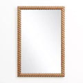 LuxenHome Beech Wood Frame Rectangle 35.4-Inch Tall Wall Mirror, Accent and Vanity Brown