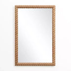 LuxenHome Beech Wood Frame Rectangle 35.4-Inch Tall Wall Mirror, Accent and Vanity Brown