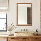 Miroir mural rectangulaire LuxenHome de 90 cm de hauteur avec cadre en bois de hêtre, marron, décoratif et de vanité