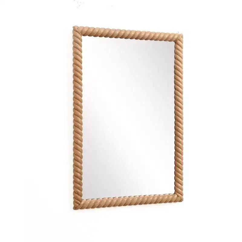 Miroir mural rectangulaire LuxenHome de 90 cm de hauteur avec cadre en bois de hêtre, marron, décoratif et de vanité