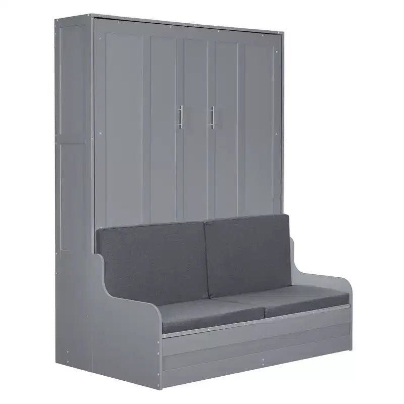 Lit escamotable Queen Size Whisen, se replie en armoire avec coussin, facile à utiliser