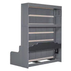 Lit escamotable Queen Size Whisen, se replie en armoire avec coussin, facile à utiliser