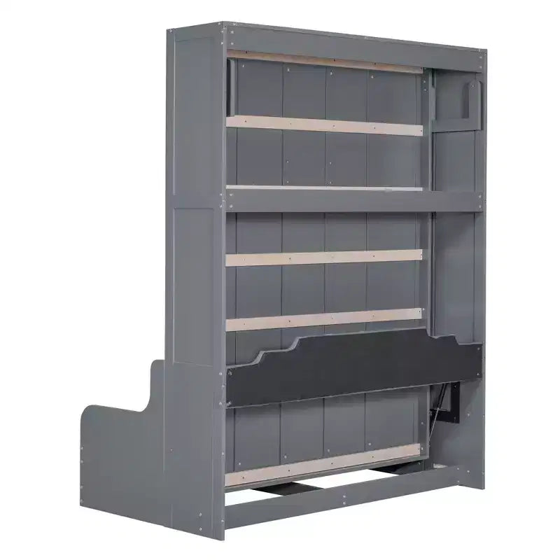 Lit escamotable Queen Size Whisen, se replie en armoire avec coussin, facile à utiliser