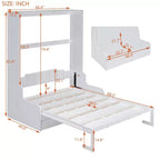 Lit escamotable Queen Size Whisen, se replie en armoire avec coussin, facile à utiliser