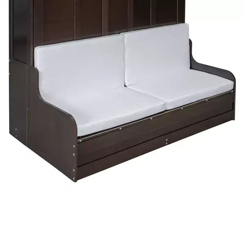 Lit escamotable Queen Size Whisen, se replie en armoire avec coussin, facile à utiliser