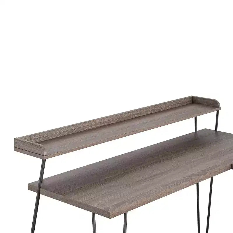 Bureau en L Ameriwood Home Haven avec étagère surélevée