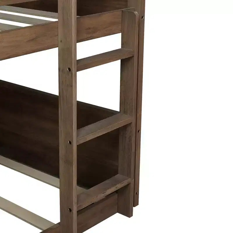Lit superposé double Whisen en bois d'hévéa avec garde-corps de sécurité et échelle