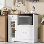 Meuble/Support micro-ondes de cuisine avec 3 portes et 1 tiroir, buffet avec étagères réglables, meuble de rangement pour garde-manger de cuisine