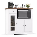 Meuble/Support micro-ondes de cuisine avec 3 portes et 1 tiroir, buffet avec étagères réglables, meuble de rangement pour garde-manger de cuisine