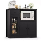 Meuble/Support micro-ondes de cuisine avec 3 portes et 1 tiroir, buffet avec étagères réglables, meuble de rangement pour garde-manger de cuisine
