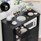 Meuble/Support micro-ondes de cuisine avec 3 portes et 1 tiroir, buffet avec étagères réglables, meuble de rangement pour garde-manger de cuisine