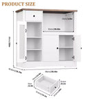 Meuble/Support micro-ondes de cuisine avec 3 portes et 1 tiroir, buffet avec étagères réglables, meuble de rangement pour garde-manger de cuisine