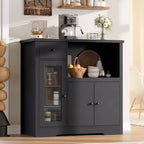 Kitchen Microwave Cabinets/Stand with 3 Doors and 1 Drawer, Buffet Cabinet Sideboard with Adjustable Shelves, Pantry Storage Cabinet for Kitchen