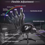 Fauteuil de Gamer Ergonomique de Bureau Hoffree Comfort Massage avec Repose-pieds et Lumière RGB