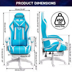 Fauteuil de Gamer Ergonomique de Bureau Hoffree Comfort Massage avec Repose-pieds et Lumière RGB