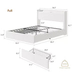 Lit capitonné Boucle avec tête de lit de rangement, station de recharge et lumières LED, cadre de lit plateforme à profil bas avec 4 tiroirs de rangement