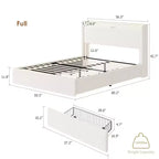 Lit capitonné Boucle avec tête de lit de rangement, station de recharge et lumières LED, cadre de lit plateforme à profil bas avec 4 tiroirs de rangement