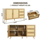 Home Imports Emporium Table en rotin à double porte – Meuble de rangement tressé naturel pour une décoration bohème moderne, Armoire de rangement polyvalente