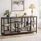 Lantine Table console extra longue de 179,98 cm derrière le canapé avec étagères de rangement, Table d'appoint étroite moderne à 6 niveaux pour entrée et couloir