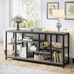 Lantine Table console extra longue de 179,98 cm derrière le canapé avec étagères de rangement, Table d'appoint étroite moderne à 6 niveaux pour entrée et couloir
