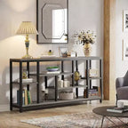 Lantine Table console extra longue de 179,98 cm derrière le canapé avec étagères de rangement, Table d'appoint étroite moderne à 6 niveaux pour entrée et couloir