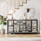Lantine Table console extra longue de 179,98 cm derrière le canapé avec étagères de rangement, Table d'appoint étroite moderne à 6 niveaux pour entrée et couloir