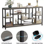 Lantine Table console extra longue de 179,98 cm derrière le canapé avec étagères de rangement, Table d'appoint étroite moderne à 6 niveaux pour entrée et couloir