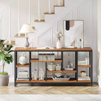 Lantine Table console extra longue de 179,98 cm derrière le canapé avec étagères de rangement, Table d'appoint étroite moderne à 6 niveaux pour entrée et couloir