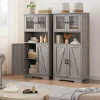 Meuble Colonne de Salle de Bain 128 cm avec Portes et Étagères Réglables, Meuble de Rangement pour Cuisine, Cellier, Salon