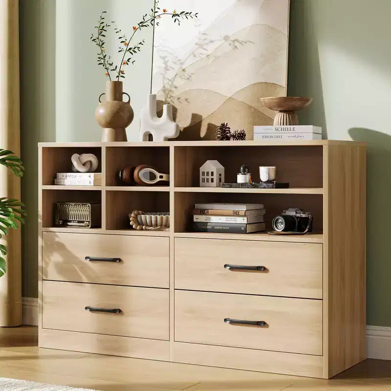 Commode Garvee à 4 tiroirs pour chambre à coucher, commode moderne, organisateurs de tiroirs de commode pour meuble TV avec 6 casiers de rangement pour salon, couloir