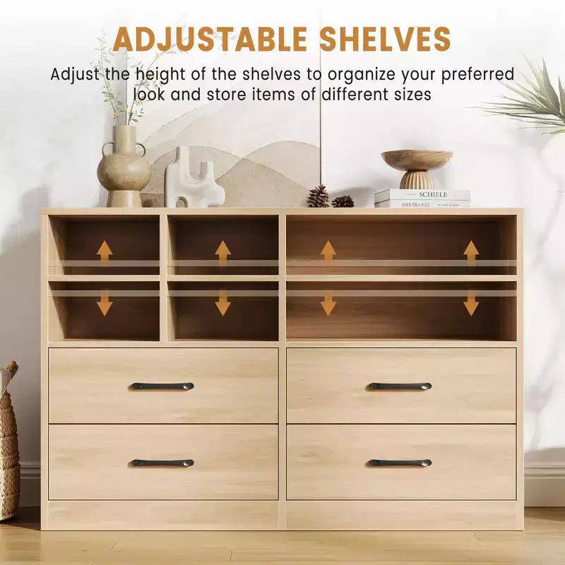 Commode Garvee à 4 tiroirs pour chambre à coucher, commode moderne, organisateurs de tiroirs de commode pour meuble TV avec 6 casiers de rangement pour salon, couloir