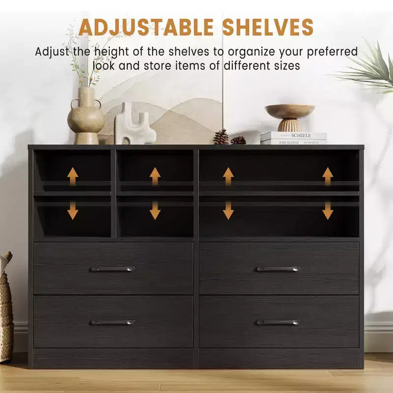 Commode Garvee à 4 tiroirs pour chambre à coucher, commode moderne, organisateurs de tiroirs de commode pour meuble TV avec 6 casiers de rangement pour salon, couloir