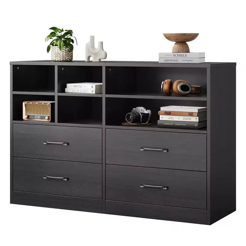 Commode Garvee à 4 tiroirs pour chambre à coucher, commode moderne, organisateurs de tiroirs de commode pour meuble TV avec 6 casiers de rangement pour salon, couloir