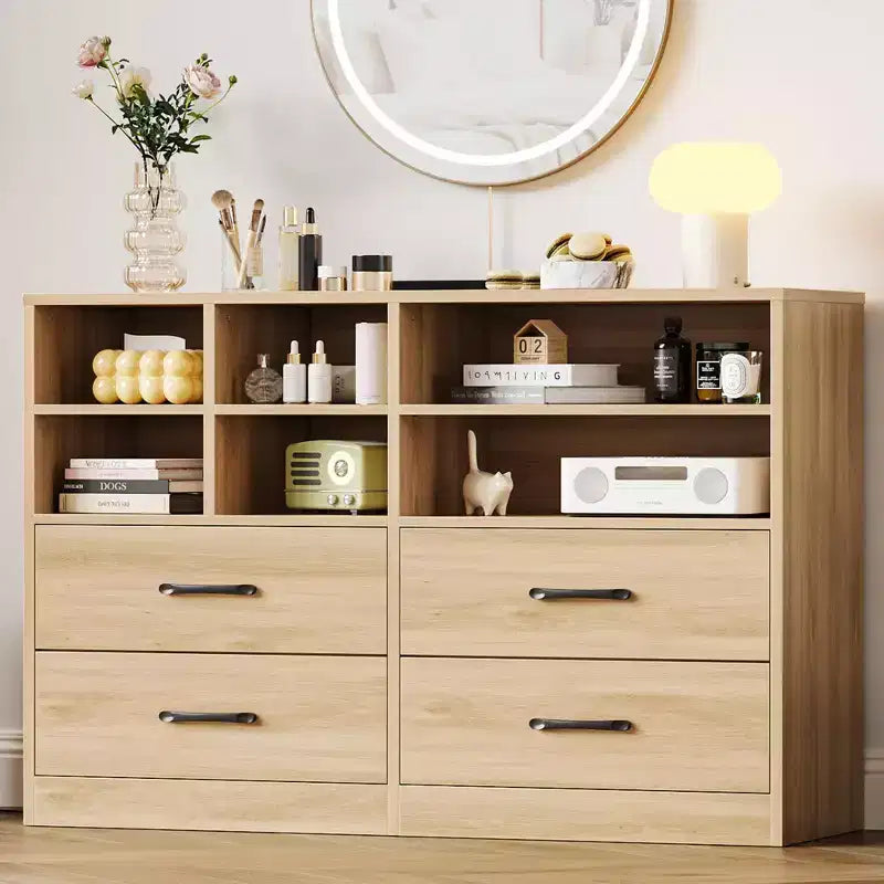 Commode Garvee à 4 tiroirs pour chambre à coucher, commode moderne, organisateurs de tiroirs de commode pour meuble TV avec 6 casiers de rangement pour salon, couloir