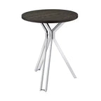 Simple Relax Wood and Metal Bar Table with Round Top in Dark Oak and Chrome