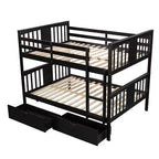 Lit superposé double sur double avec tiroirs de rangement et échelle, lit superposé convertible en bois pour enfants, adolescents et adultes, blanc/gris/espresso - ModernLuxe